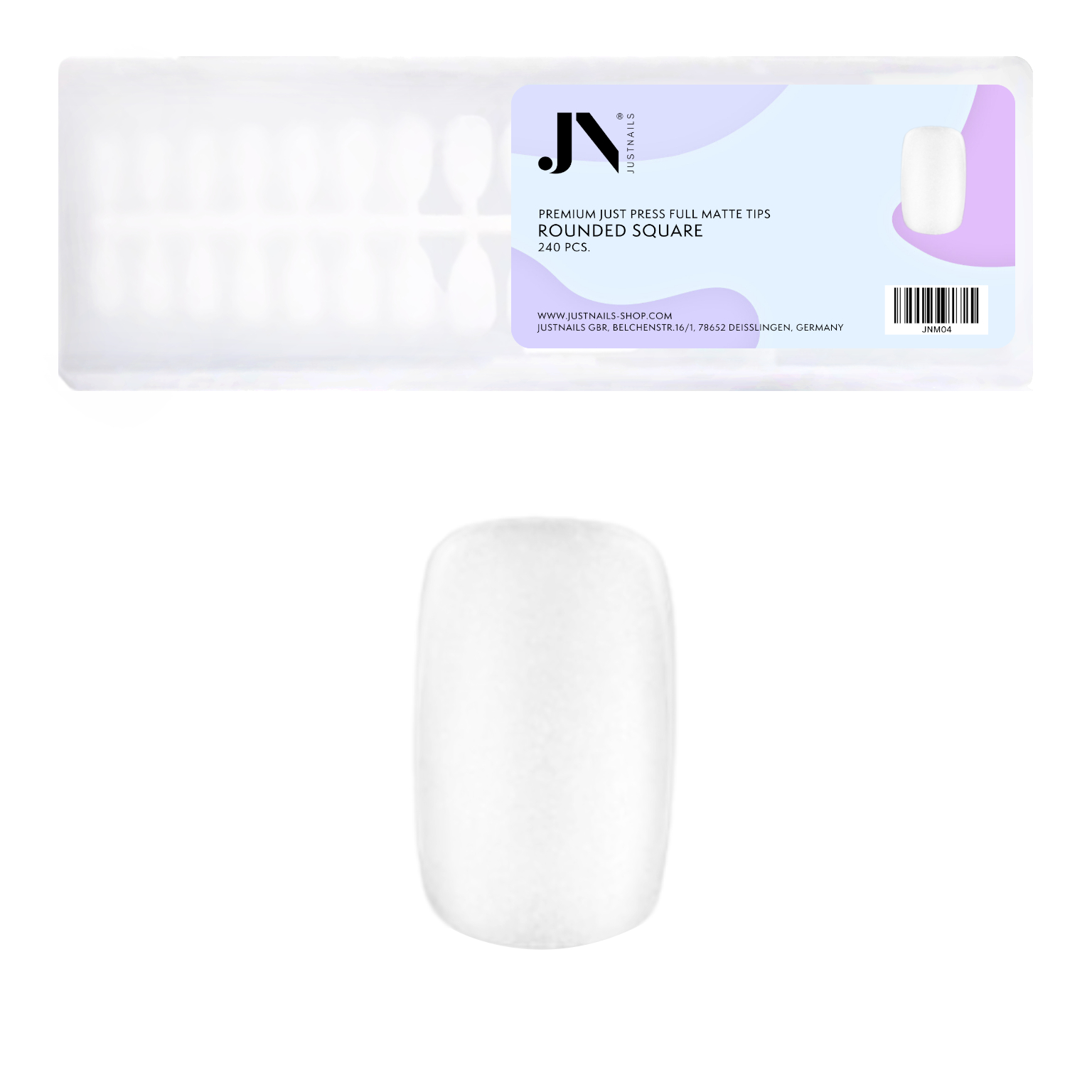 JUST PRESS Full Matte - ROUNDED SQUARE Fullcover Press On Tips Nails in Box 240 Stk.