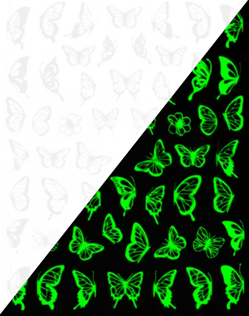 JUSTNAILS Sticker Glow in the dark Butterfly white/green 1292