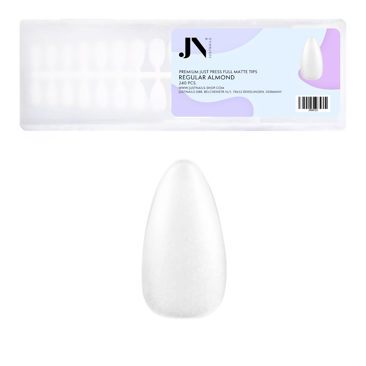 JUST PRESS Full Matte - REGULAR ALMOND Fullcover Press On Tips Nails in Box 240 Stk. JUST PRESS Full Matte - REGULAR ALMOND Fullcover Press On Tips Nails in Box 240 Stk.