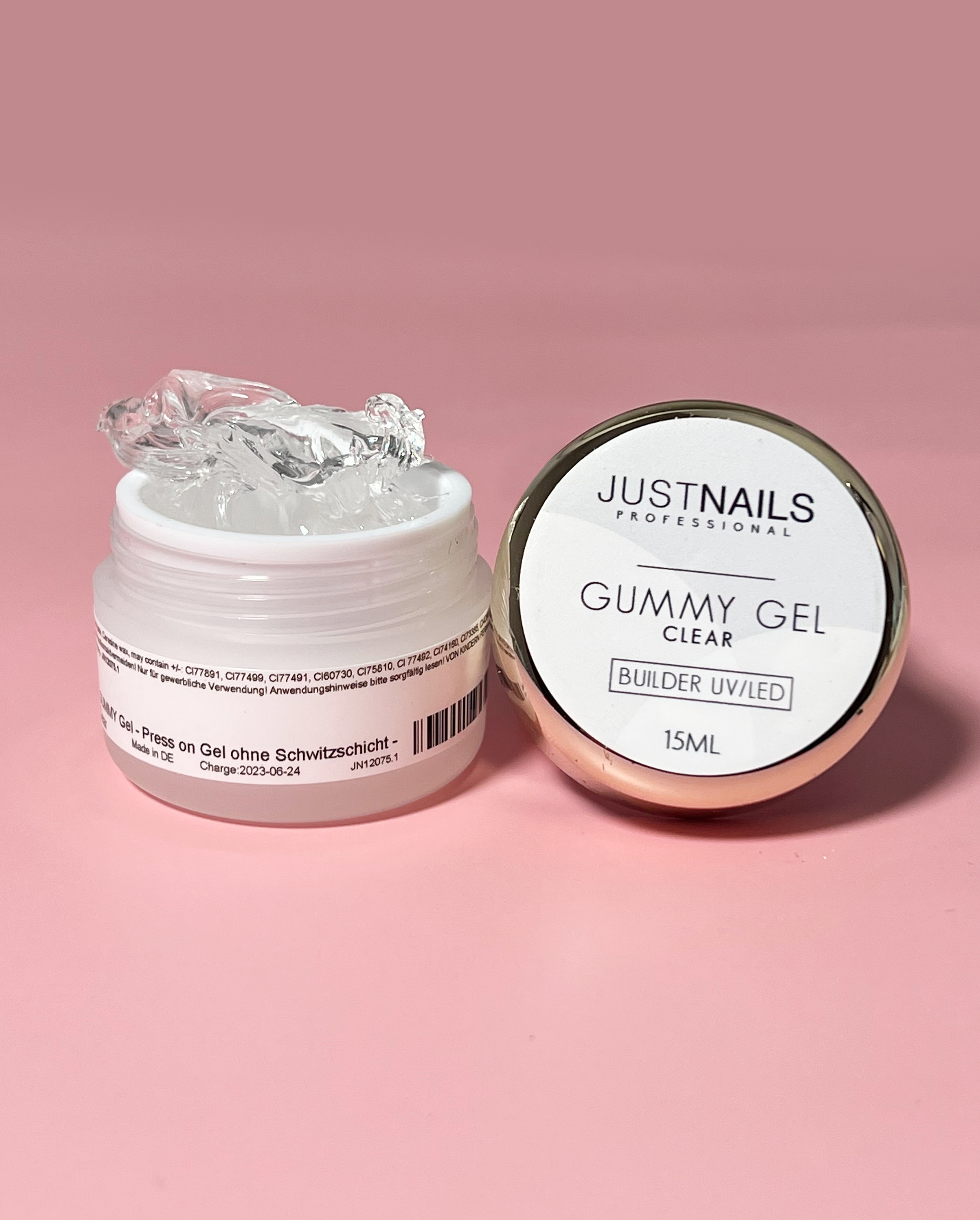 JUSTNAILS GUMMY Gel - Press on Gel ohne Schwitzschicht - Clear 5ml