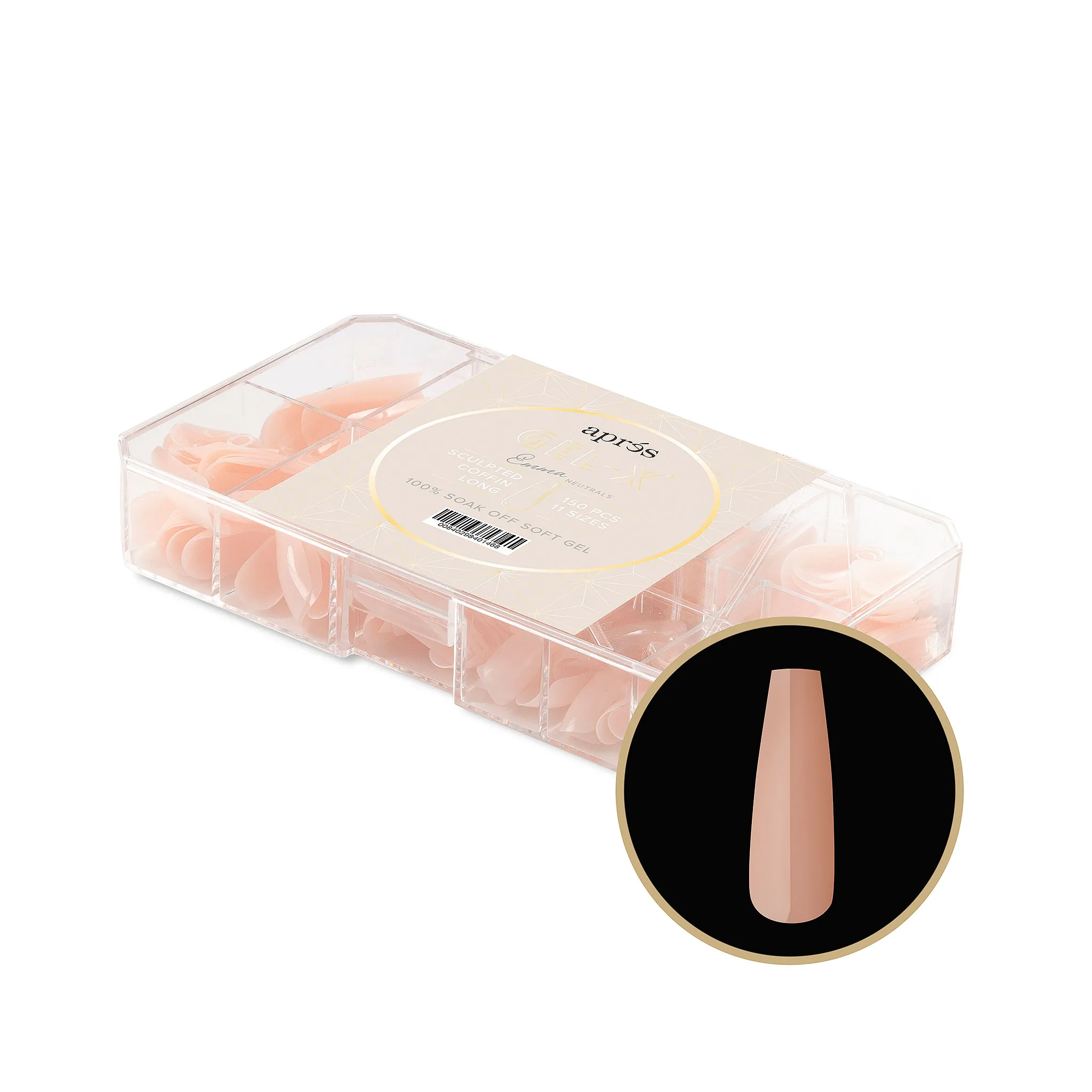 Gel-X® Neutral Cover Tips Box 150pcs - "Emma" - Sculpted Coffin Long Gel-X® Neutral Cover Tips Box 150pcs - "Emma" - Sculpted Coffin Long
