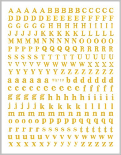 JUSTNAILS Sticker Letters Buchstaben gold 719
