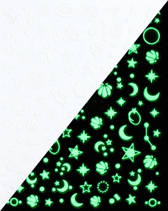 JUSTNAILS Sticker Glow in the dark Shell white/green 1293