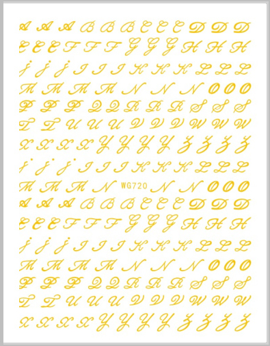 JUSTNAILS Sticker Letters Buchstaben gold 720