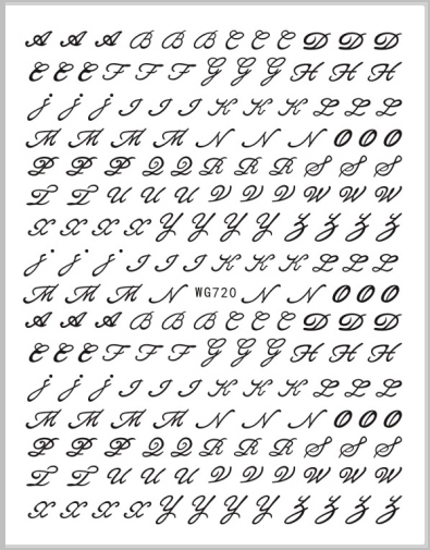 JUSTNAILS Sticker Letters Buchstaben schwarz 720