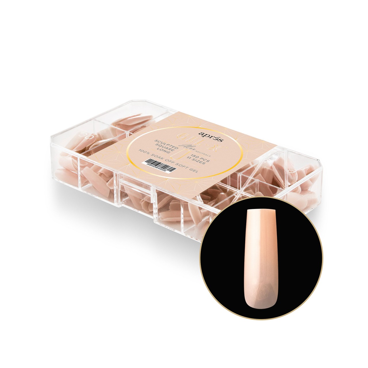  Gel-X® Neutral Cover Tips Box 150pcs - "Alex" - Sculpted Square long 