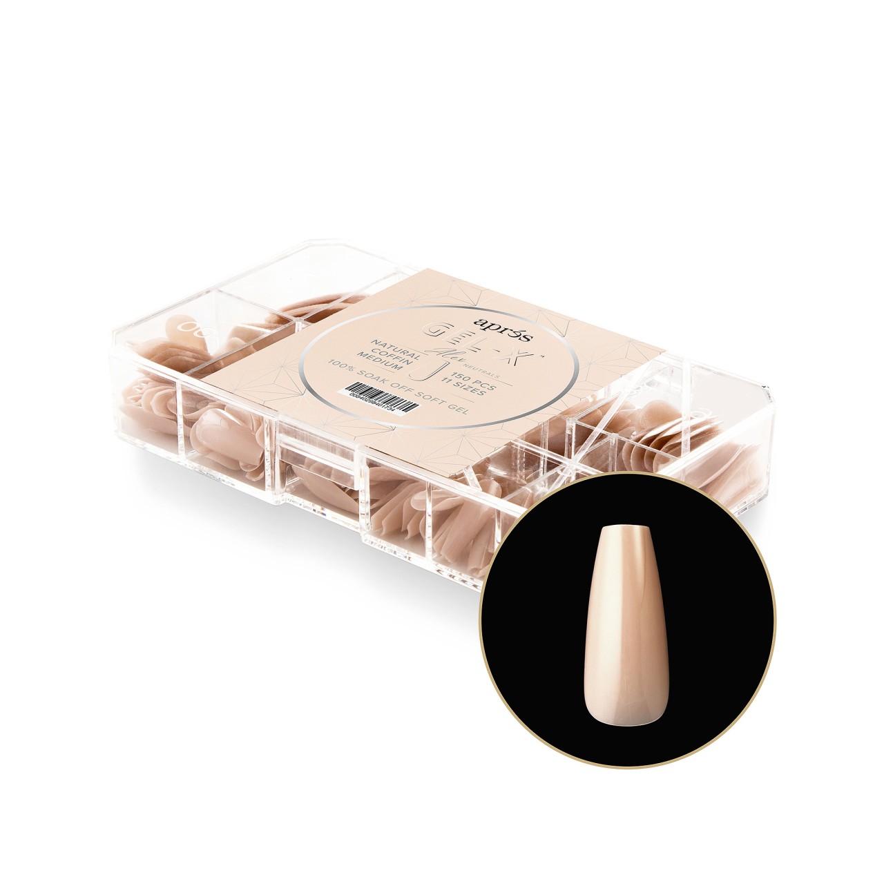  Gel-X® Neutral Cover Tips Box 150pcs - "Alex" - Natural Coffin medium 