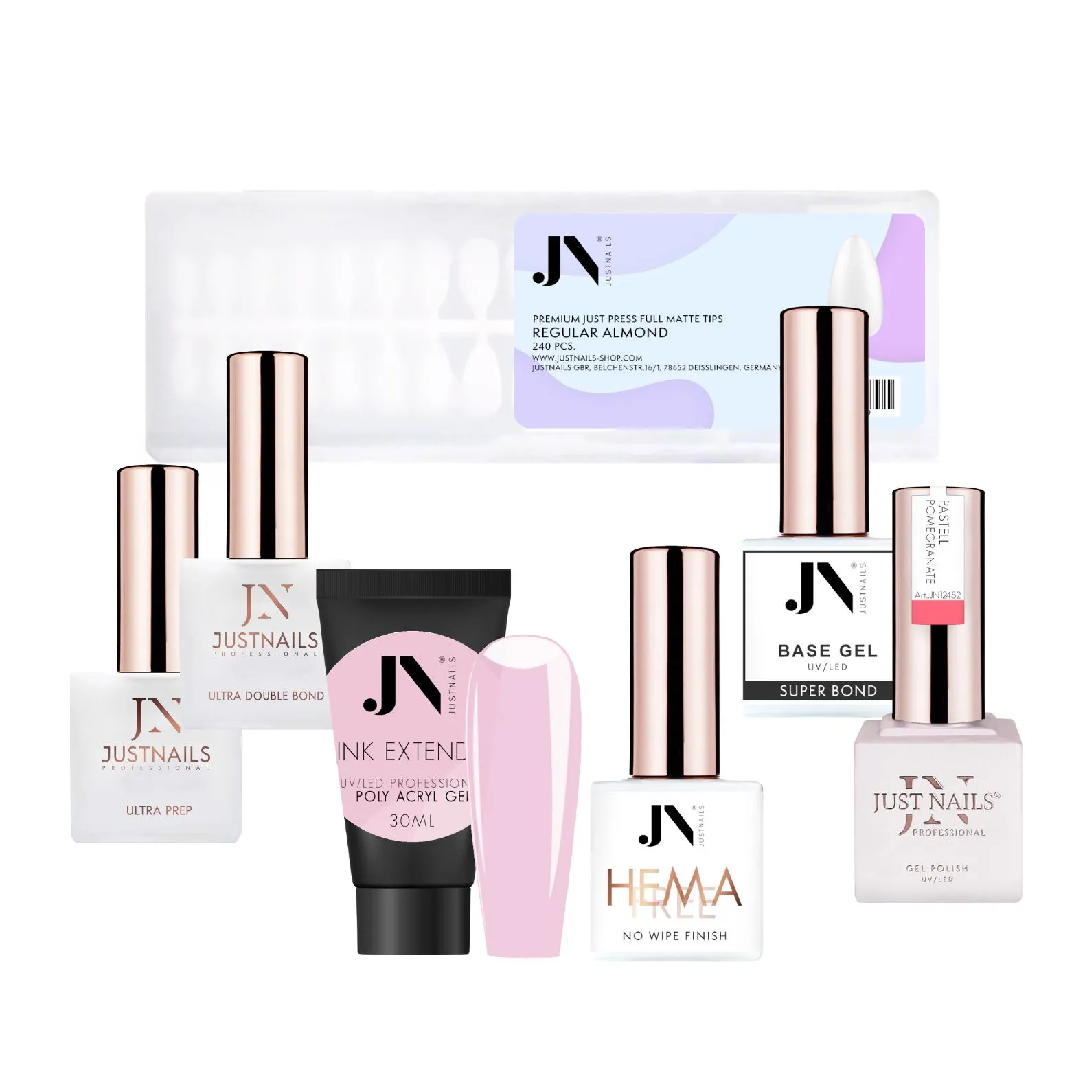 JUSTNAILS Premium Press on Polygel Tips Gel Polish Set S2 JUSTNAILS Premium Press on Polygel Tips Gel Polish Set S2