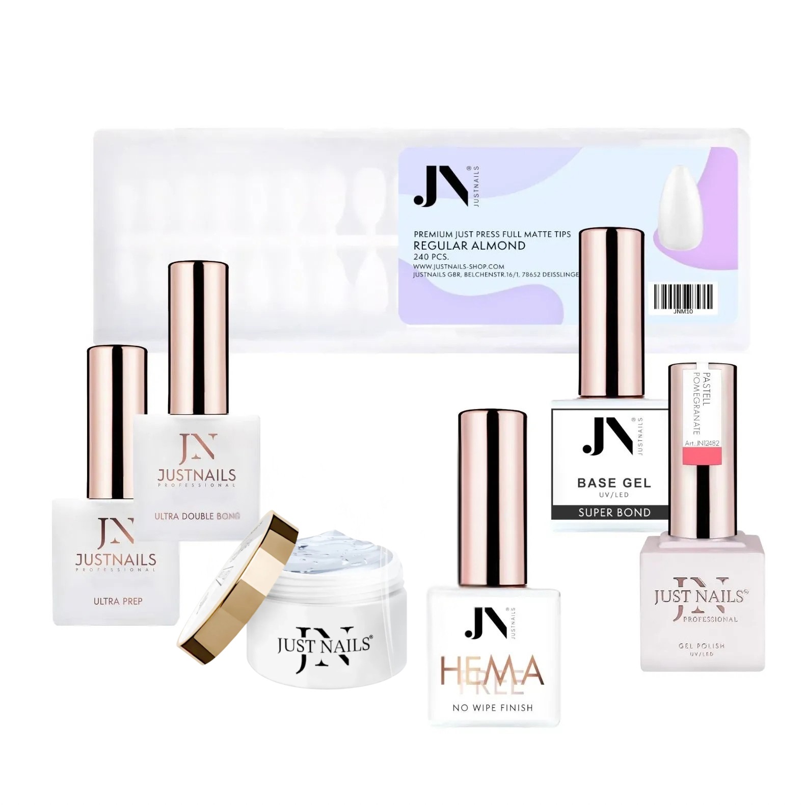 JUSTNAILS Premium Press on Gummygel Tips Gel Polish Set S3