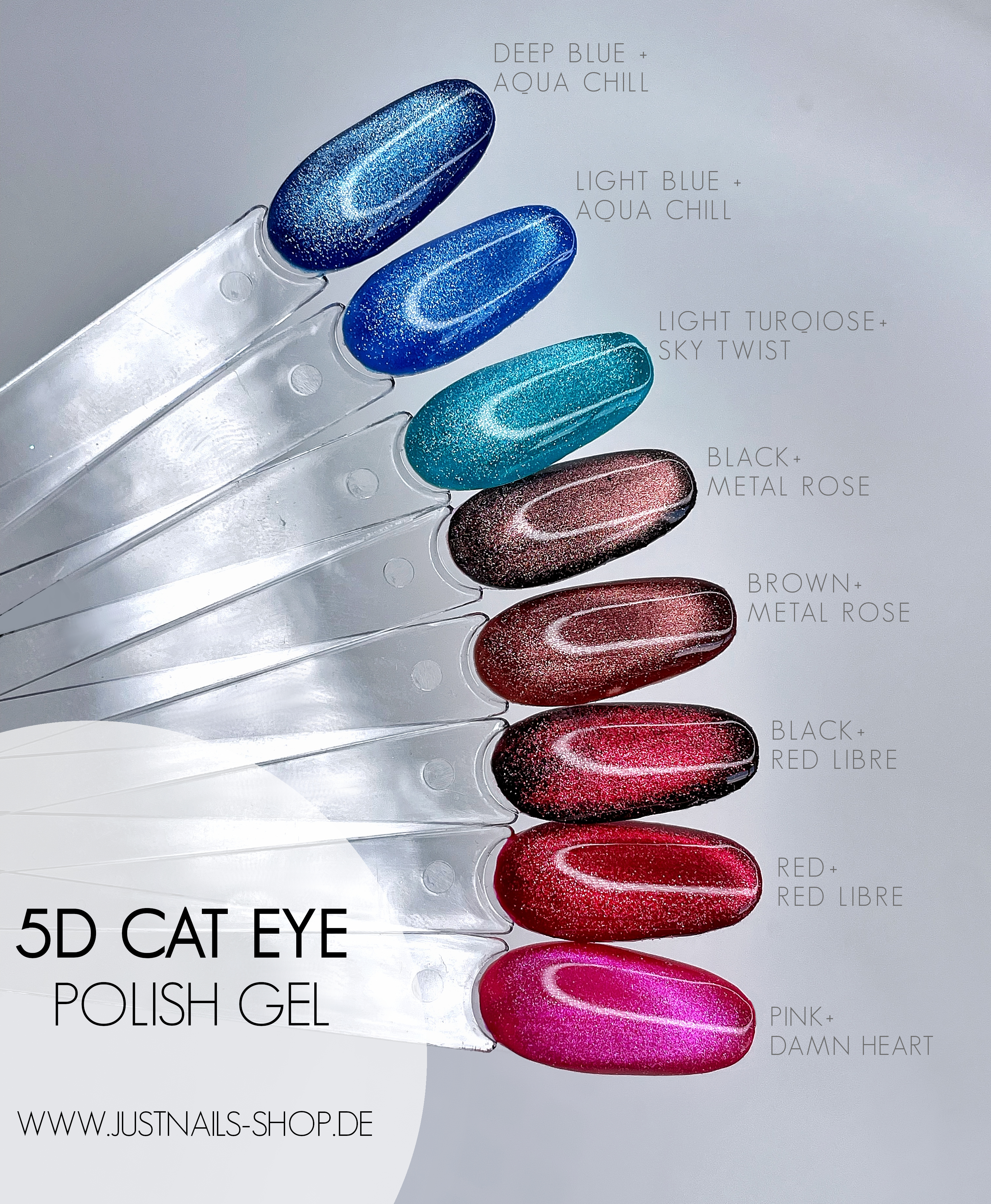 JUSTNAILS Polish Gel 5D Cat Eye - RED LIBRE