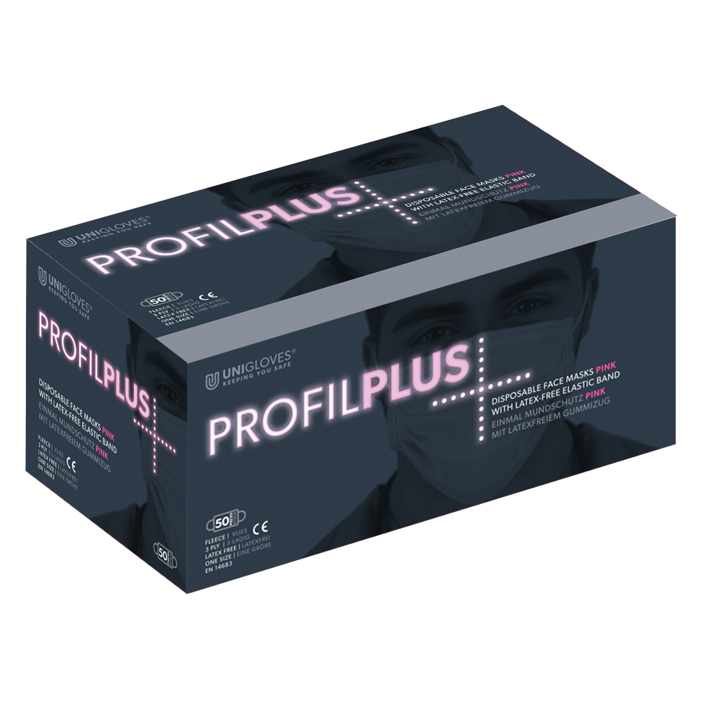 50x Premium Profil Plus Mundschutz 3-lagig rosa