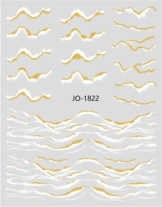 JUSTNAILS Sticker Wellen Waves Gold white 1822