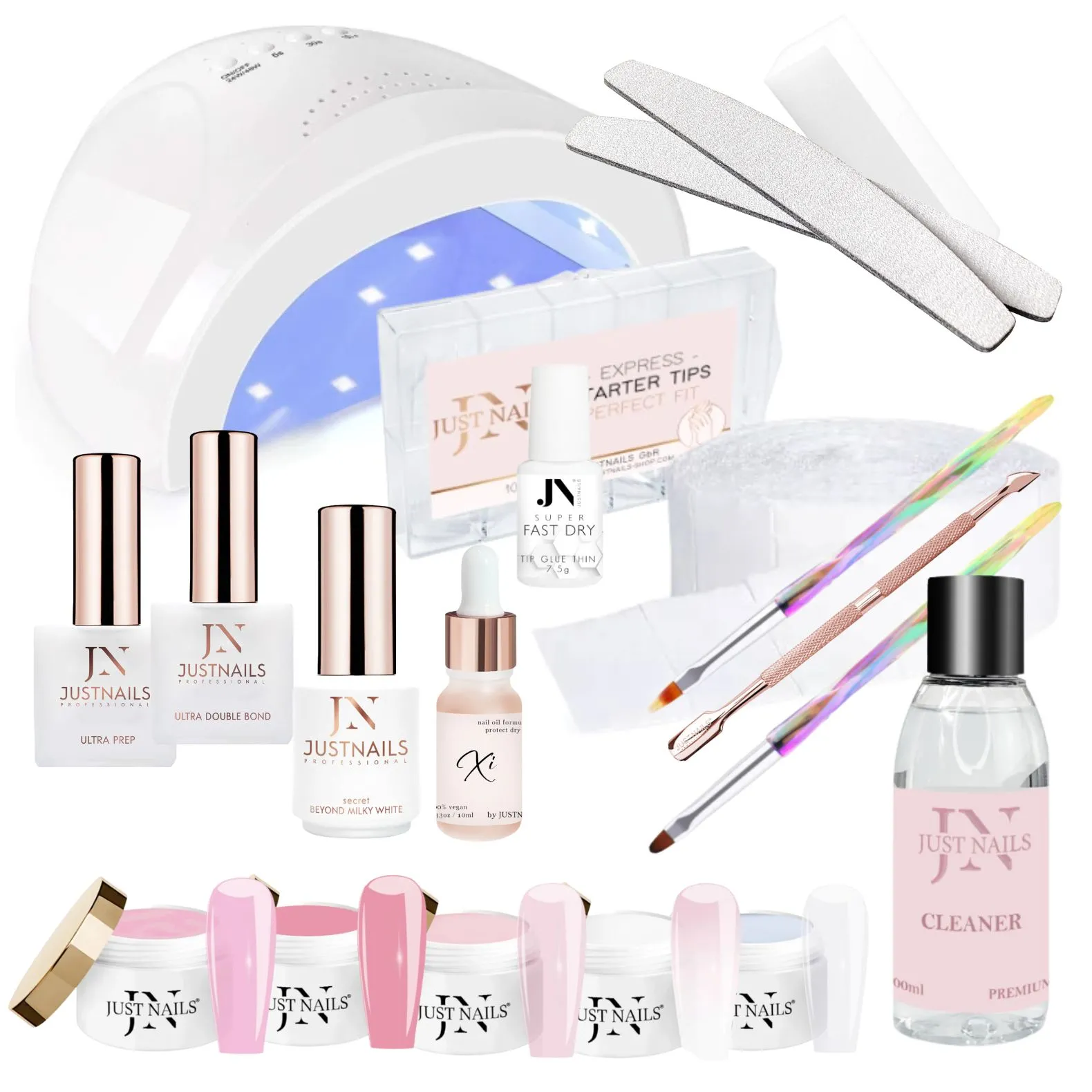 JUSTNAILS XL Premium Gel Babyboomer Starter-Set + Lampe JUSTNAILS XL Premium Gel Babyboomer Starter-Set + Lampe
