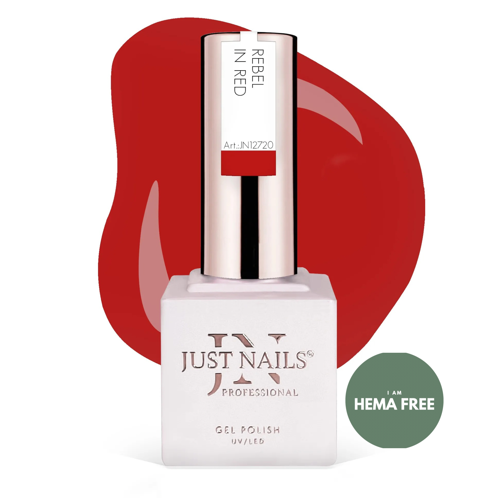 JUSJUSTNAILS Gel Polish Color - REBEL IN RED - Shellac Soak-off