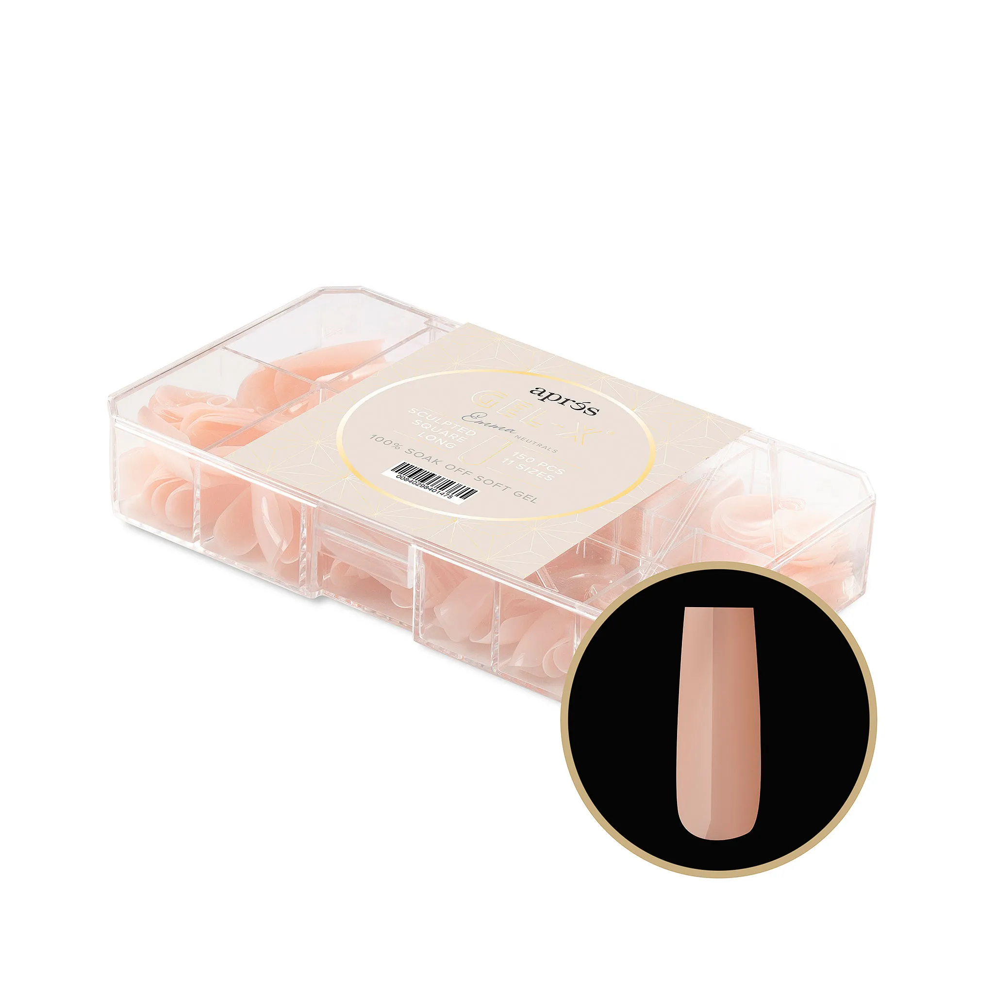 Gel-X® Neutral Cover Tips Box 150pcs - "Emma" - Sculpted Square Long Gel-X® Neutral Cover Tips Box 150pcs - "Emma" - Sculpted Square Long