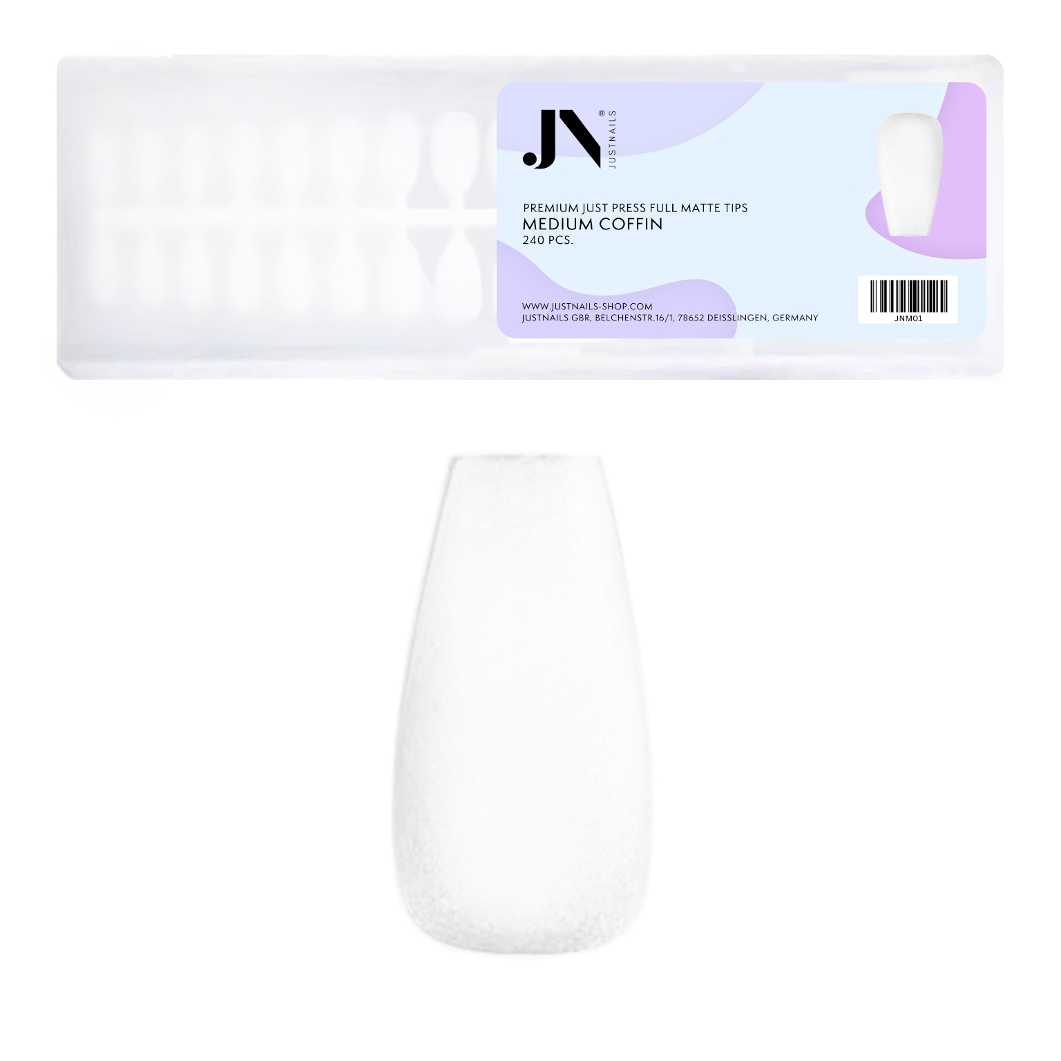 JUST PRESS Full Matte - MEDIUM COFFIN Fullcover Press On Tips Nails in Box 240 Stk. JUST PRESS Full Matte - MEDIUM COFFIN Fullcover Press On Tips Nails in Box 240 Stk.