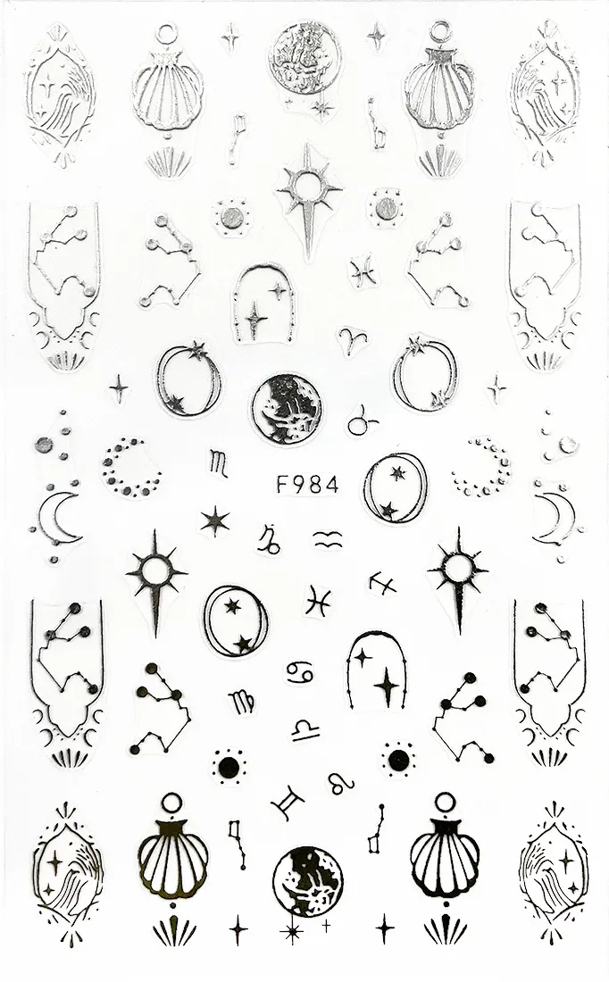 JUSTNAILS Sticker Moon Zodiac 984 Silver